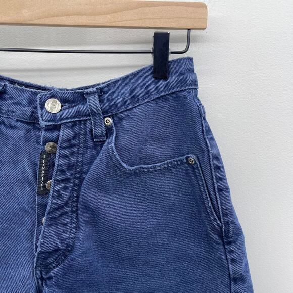 Y2K Z Cavaricci High Waist Mom Shorts‎ Indigo Blue Denim Wash Button Fly - Picture 4 of 6